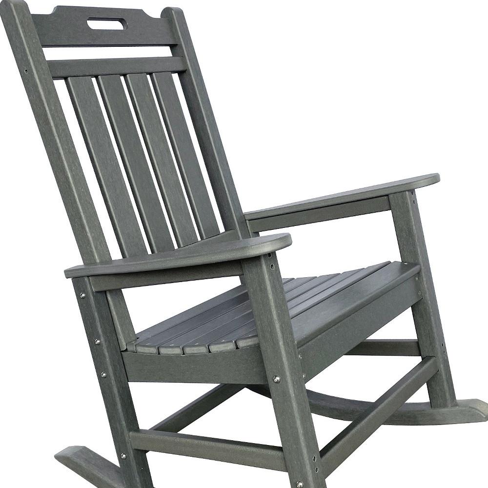 42" Gray Heavy Duty Plastic Rocking Chair. Picture 5
