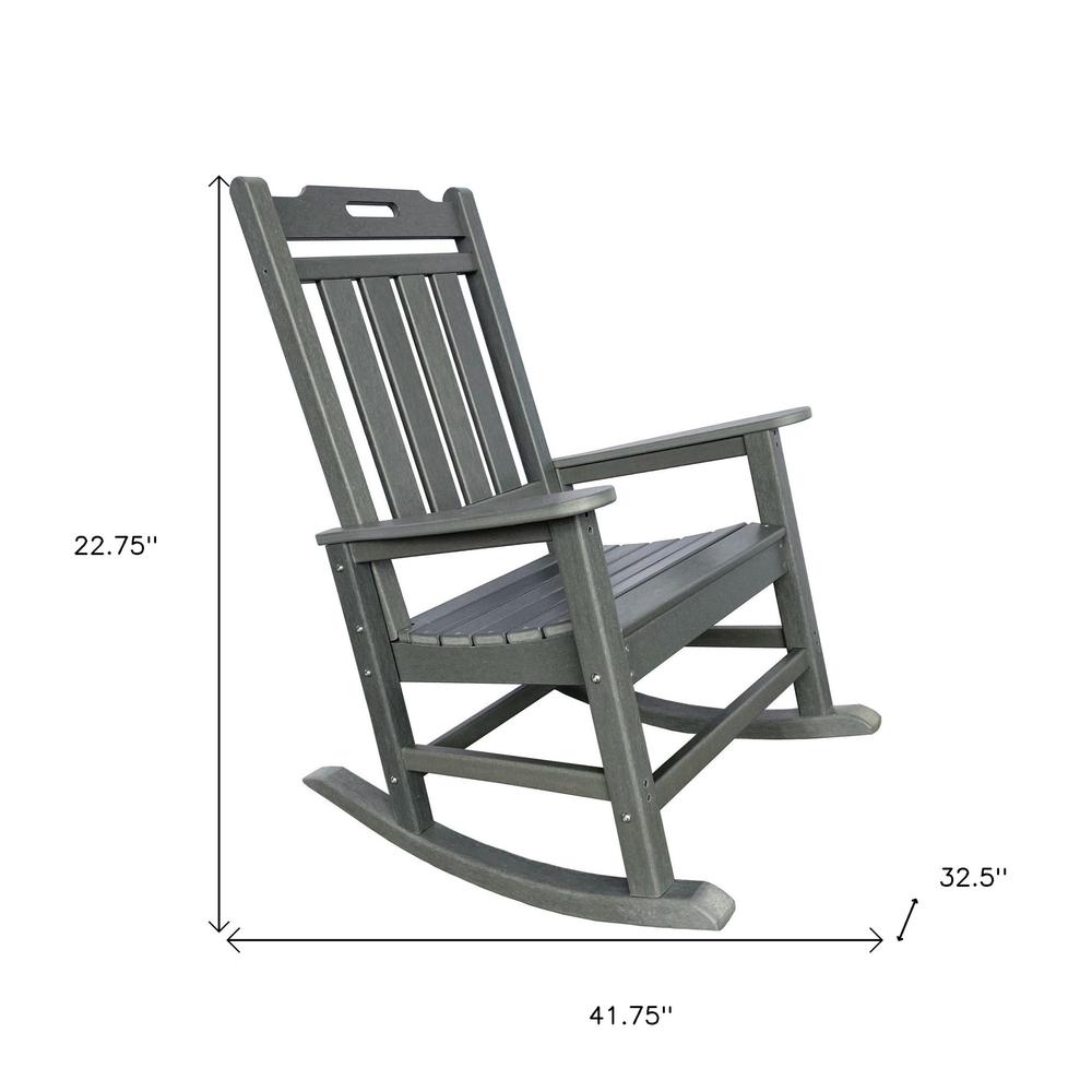 42" Gray Heavy Duty Plastic Rocking Chair. Picture 6