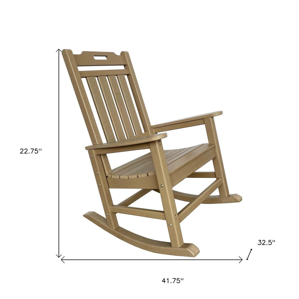 42" Sandy Brown Heavy Duty Plastic Rocking Chair. Picture 6