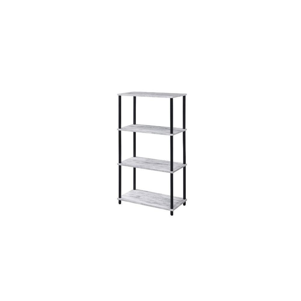 44" Antiqued White Metal Four Tier Etagere Bookcase. Picture 1