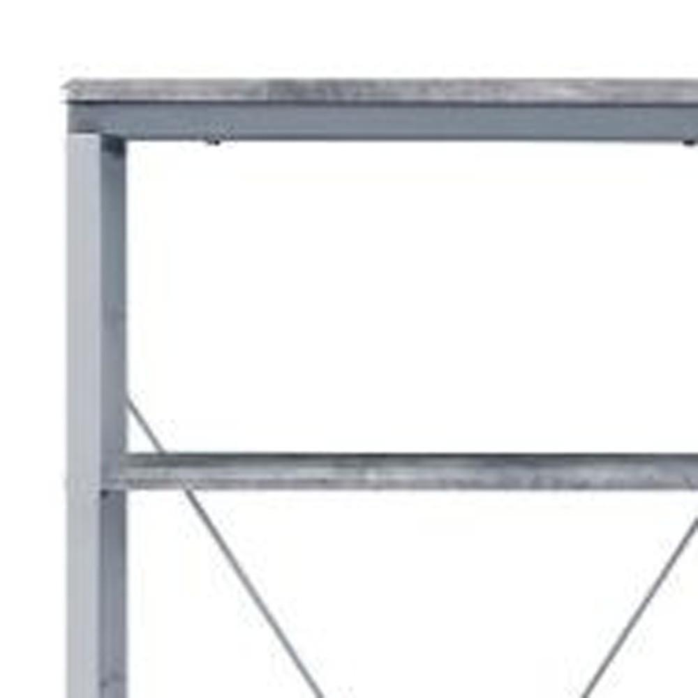 54" Gray and Silver Metal Four Tier Etagere Bookcase. Picture 4