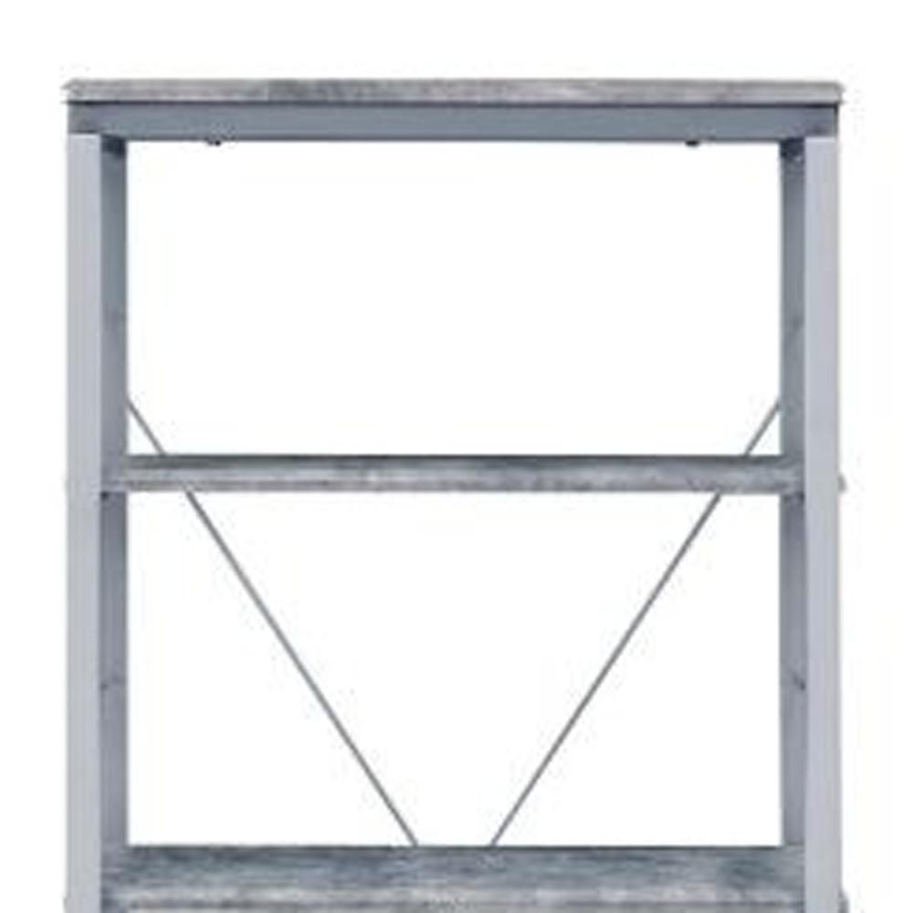 54" Gray and Silver Metal Four Tier Etagere Bookcase. Picture 5