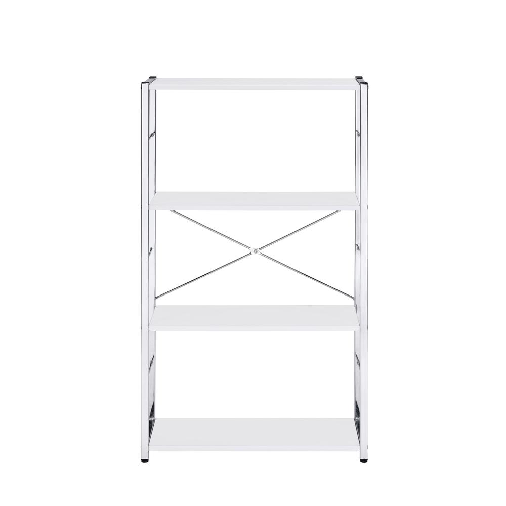 42" White Metal Four Tier Etagere Bookcase. Picture 1