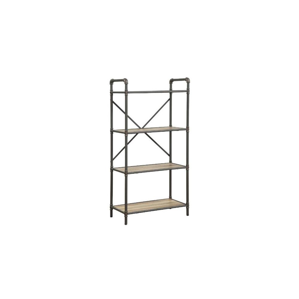 49" Gray Brown Metal Four Tier Etagere Bookcase. Picture 2