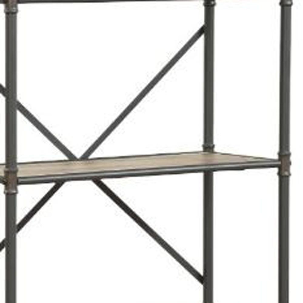 49" Gray Brown Metal Four Tier Etagere Bookcase. Picture 4