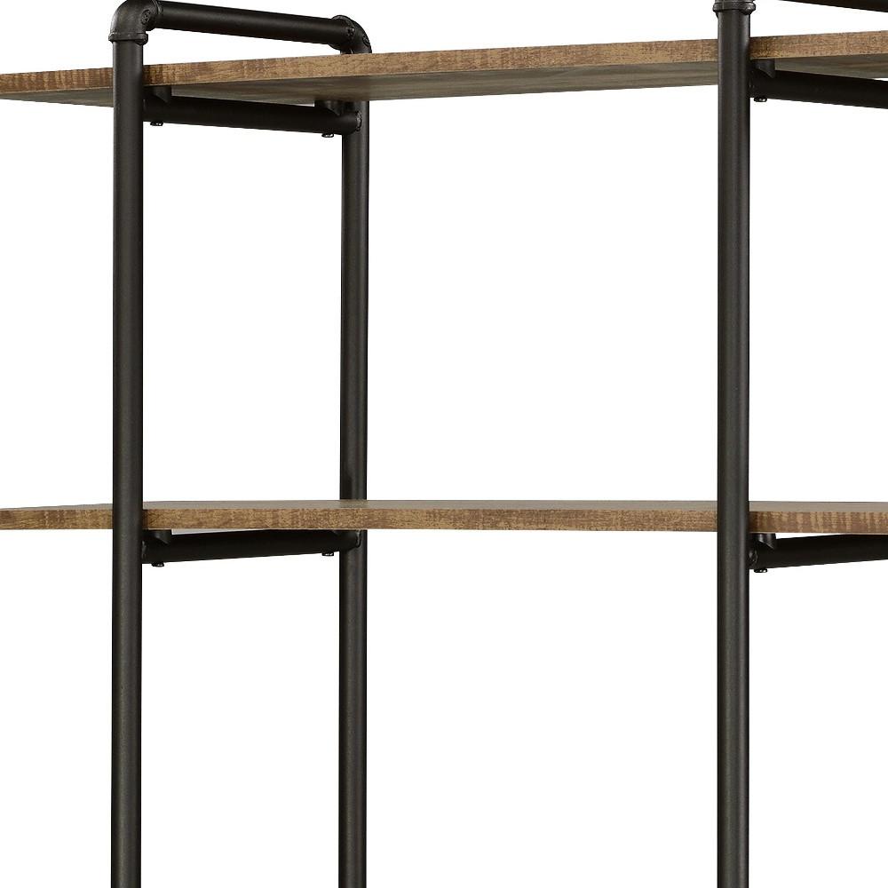 73" Brown and Black Metal Five Tier Etagere Bookcase. Picture 6