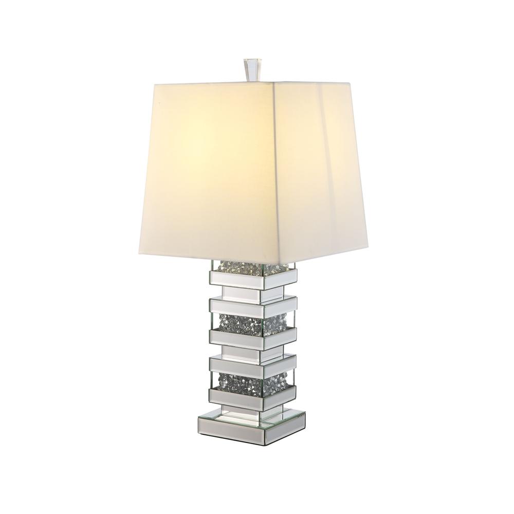 30" Clear Glass Table Lamp With White Empire Shade. Picture 1
