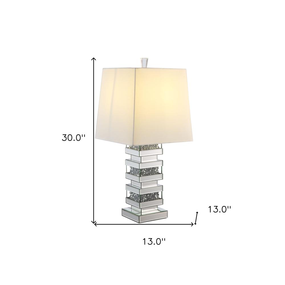 30" Clear Glass Table Lamp With White Empire Shade. Picture 6