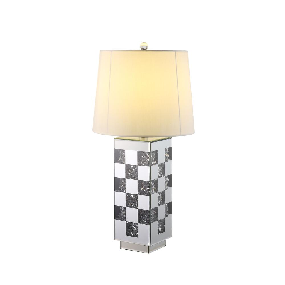 30" Black and Silver Glass Table Lamp With White Empire Shade. Picture 1