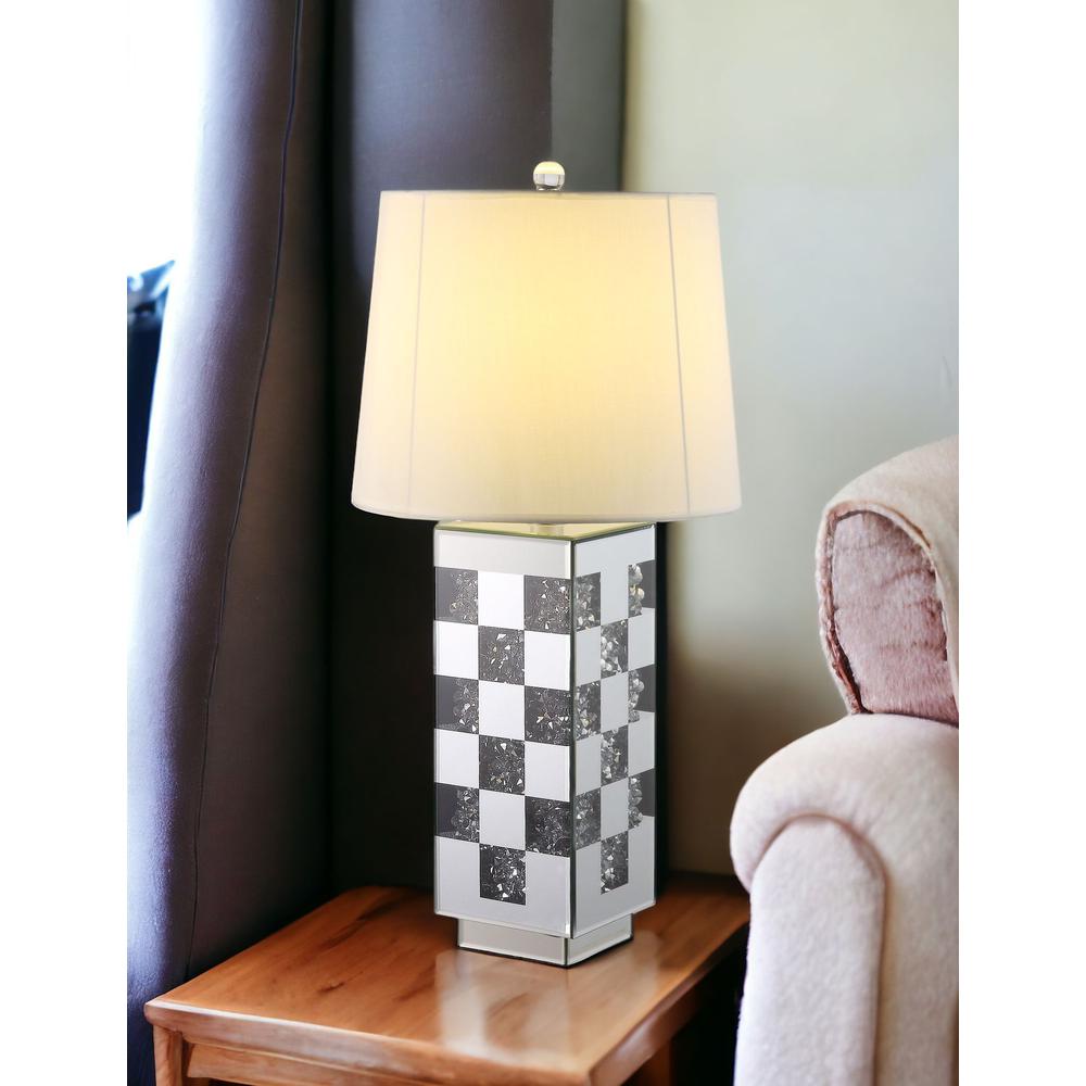 30" Black and Silver Glass Table Lamp With White Empire Shade. Picture 2