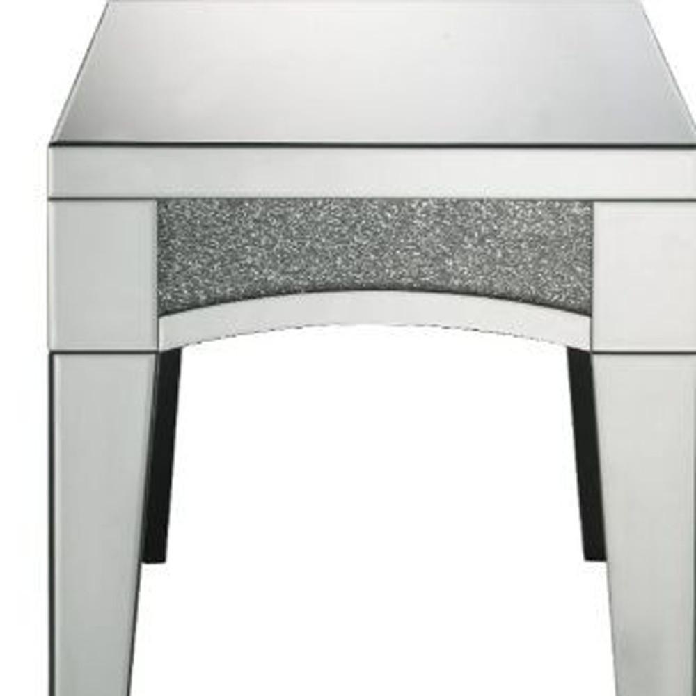 24" Silver Mirrored And Manufactured Wood Square End Table. Picture 4