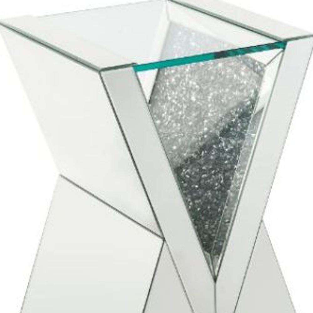 24" Silver And Clear Glass Square Mirrored End Table. Picture 4