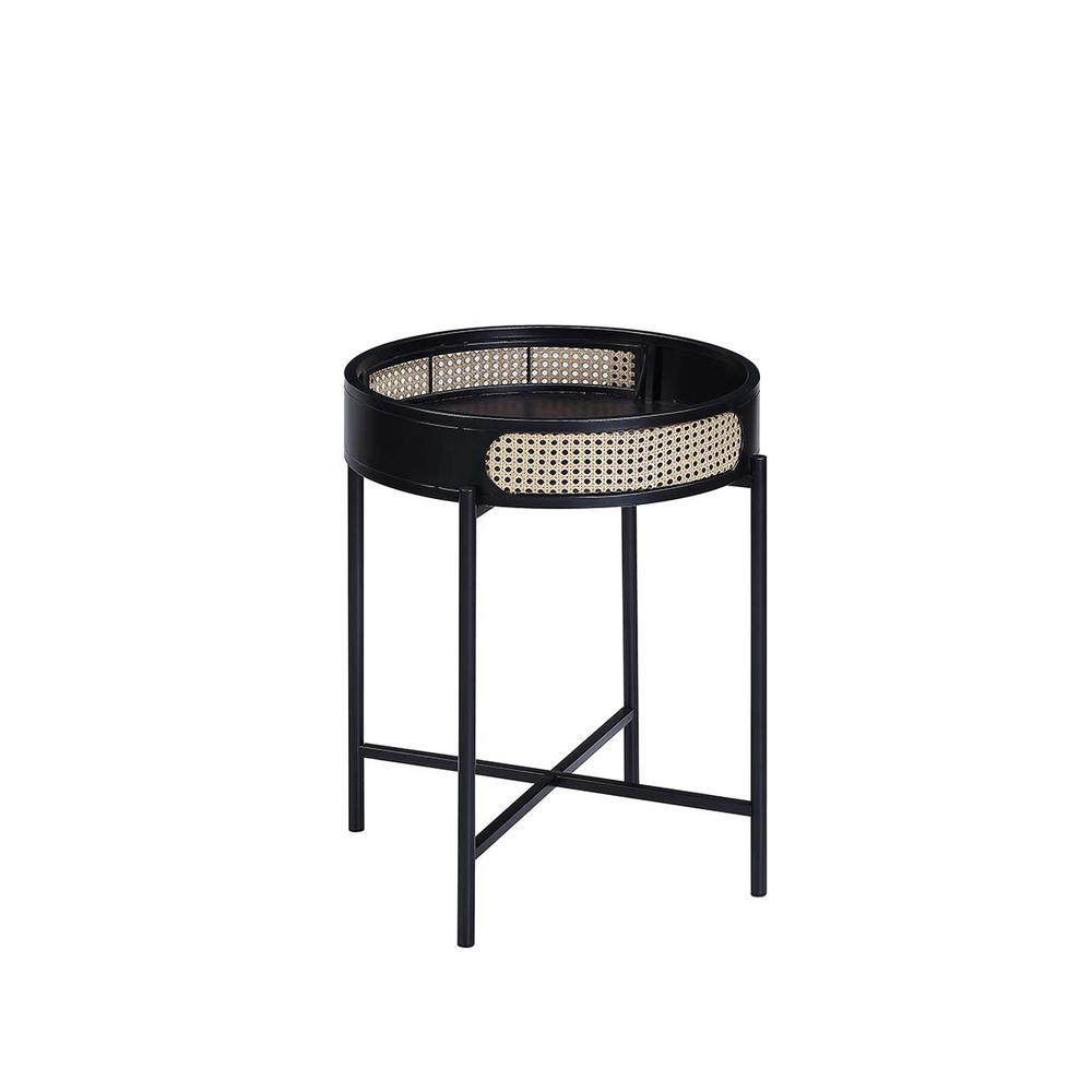 24" Black Melamine Veneer And Manufactured Wood Round End Table. Picture 1