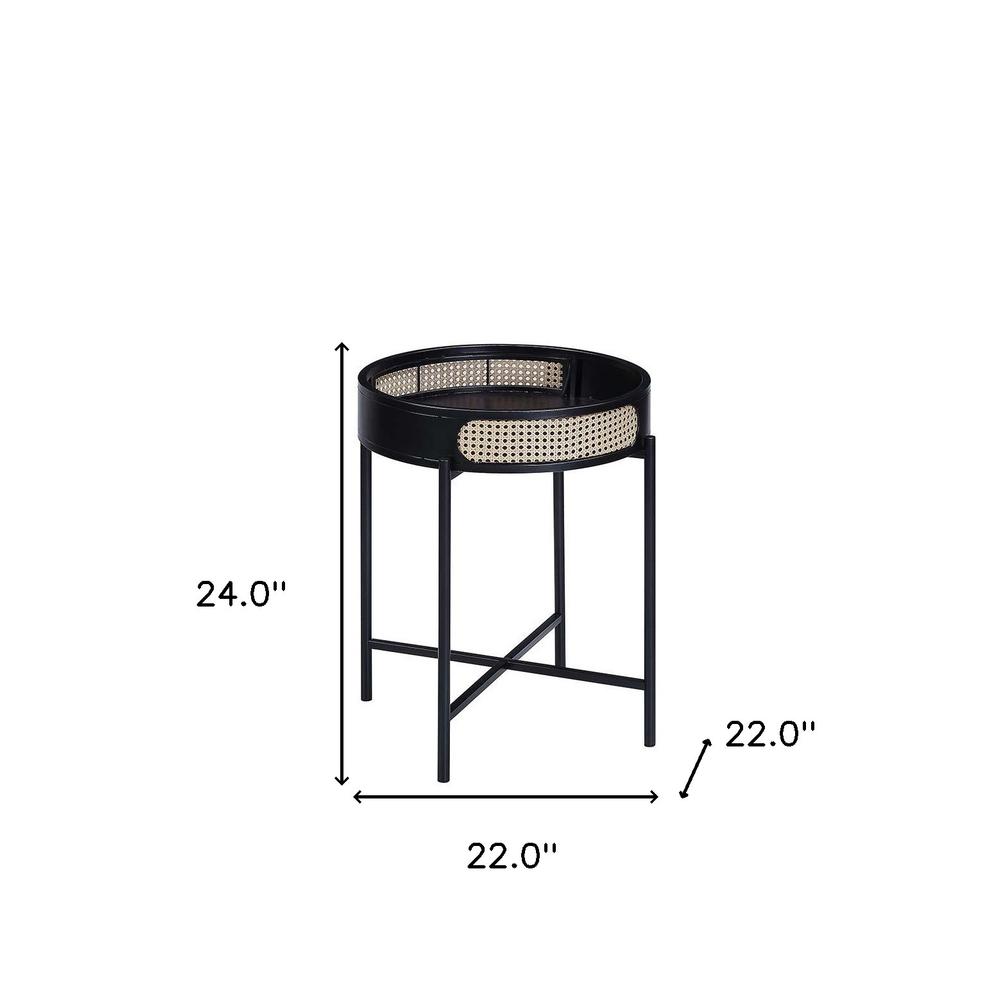 24" Black Melamine Veneer And Manufactured Wood Round End Table. Picture 6