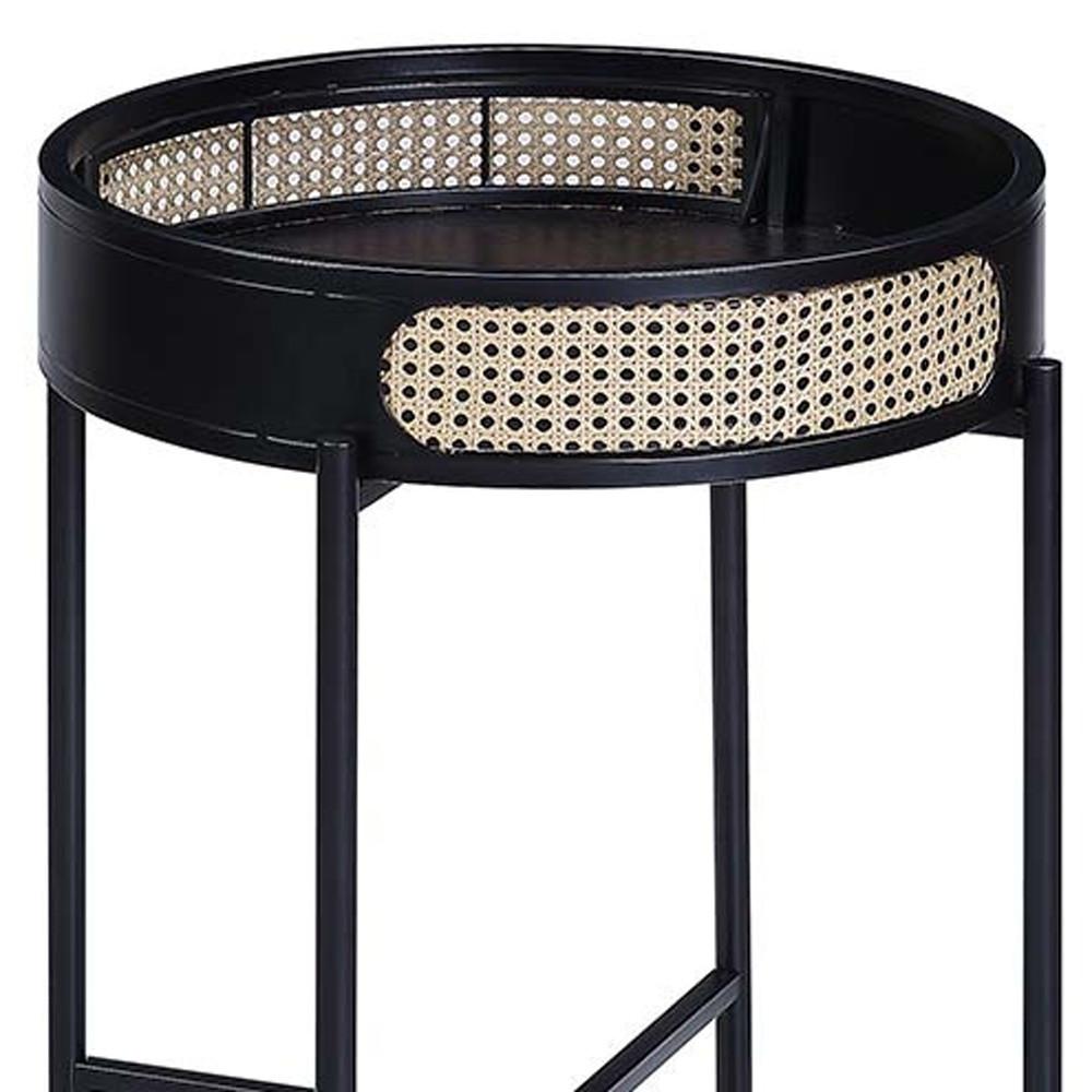 24" Black Melamine Veneer And Manufactured Wood Round End Table. Picture 4