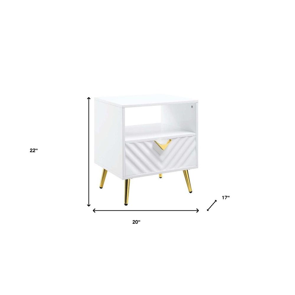 22" White Manufactured Wood And Metal Rectangular End Table. Picture 5