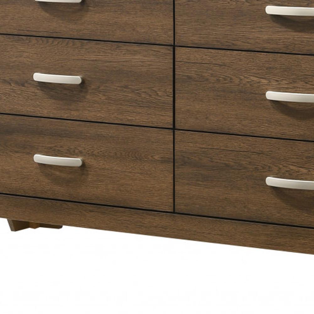 59" Oak Manufactured Wood Six Drawer Double Dresser. Picture 2