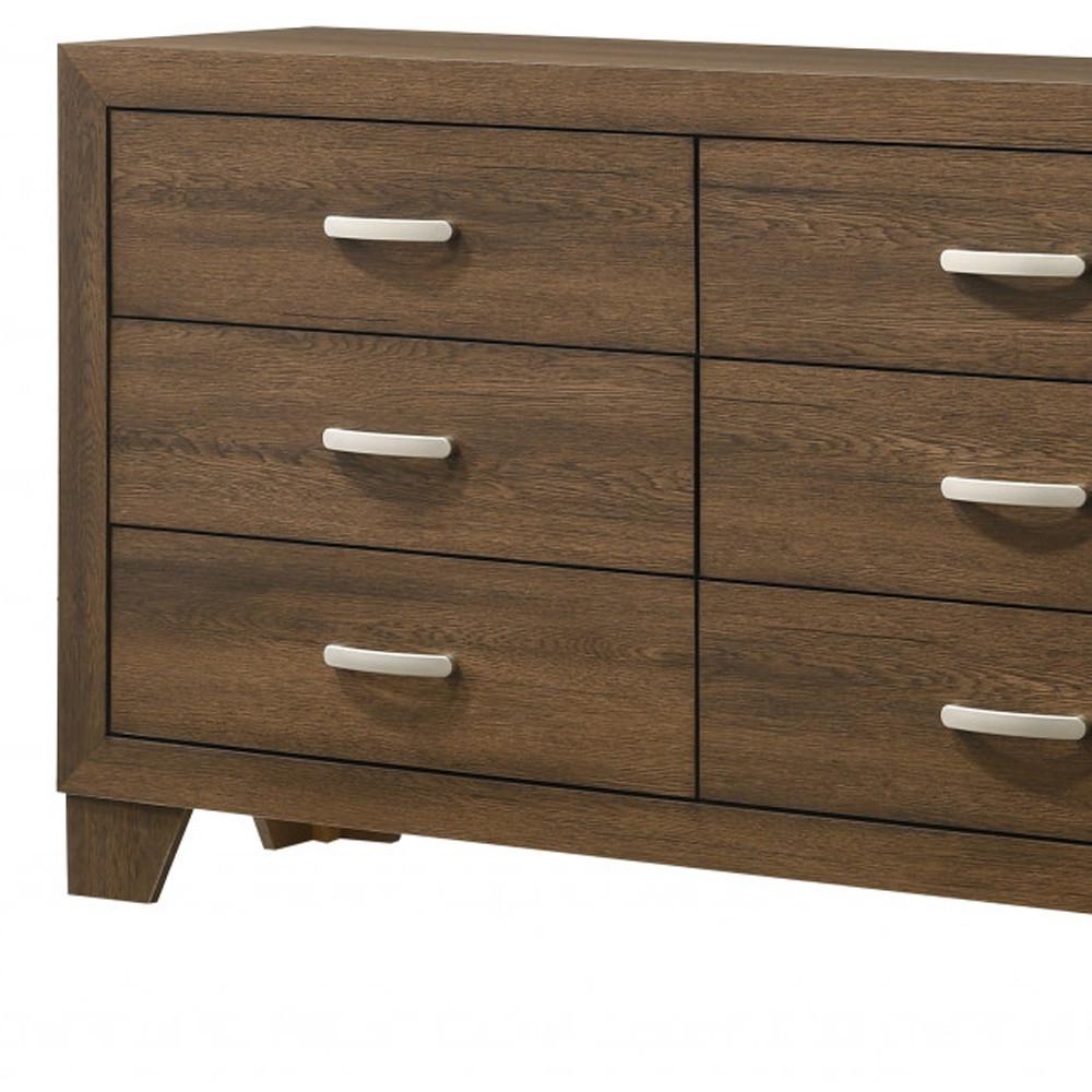 59" Oak Manufactured Wood Six Drawer Double Dresser. Picture 3