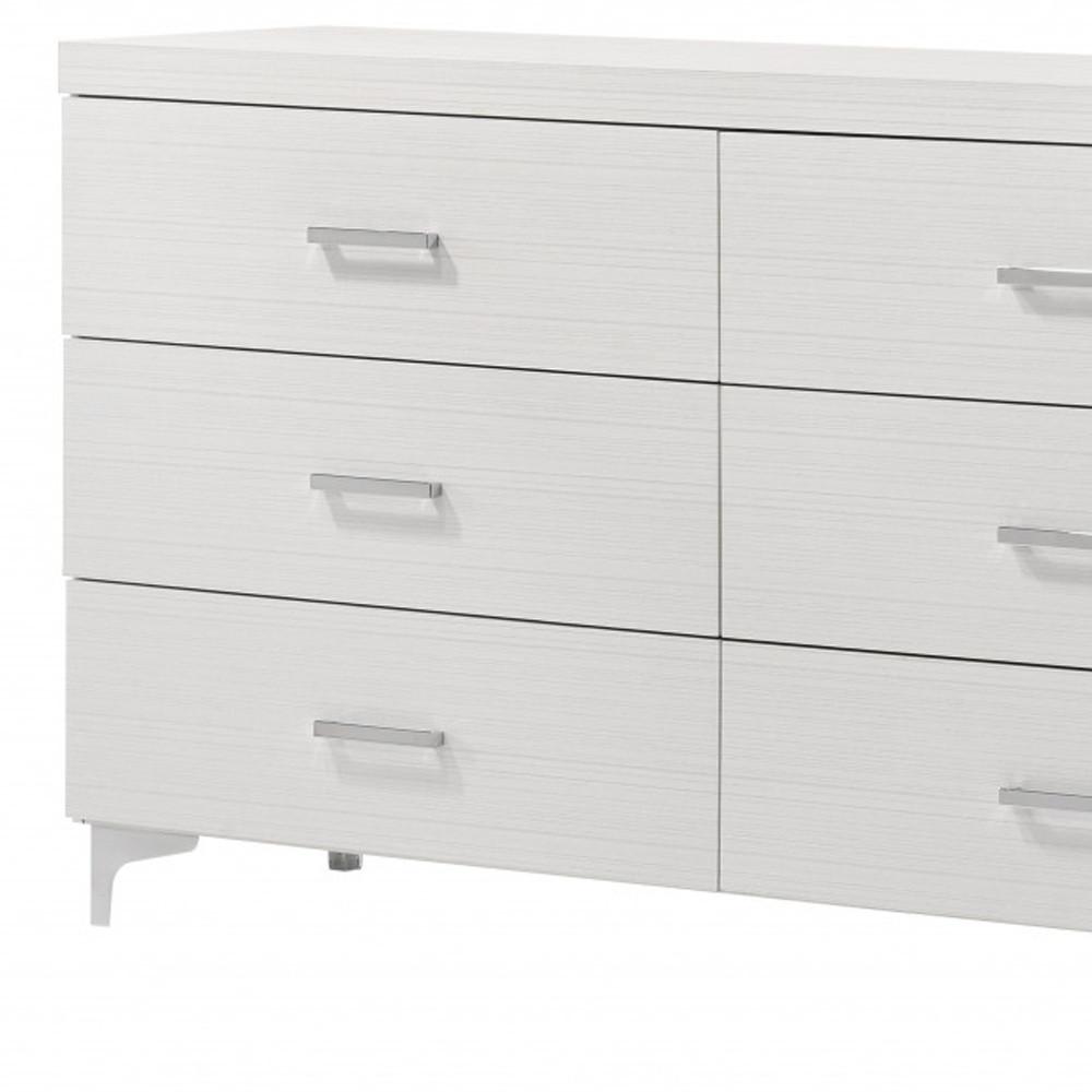 58" White Solid Wood Six Drawer Double Dresser. Picture 2