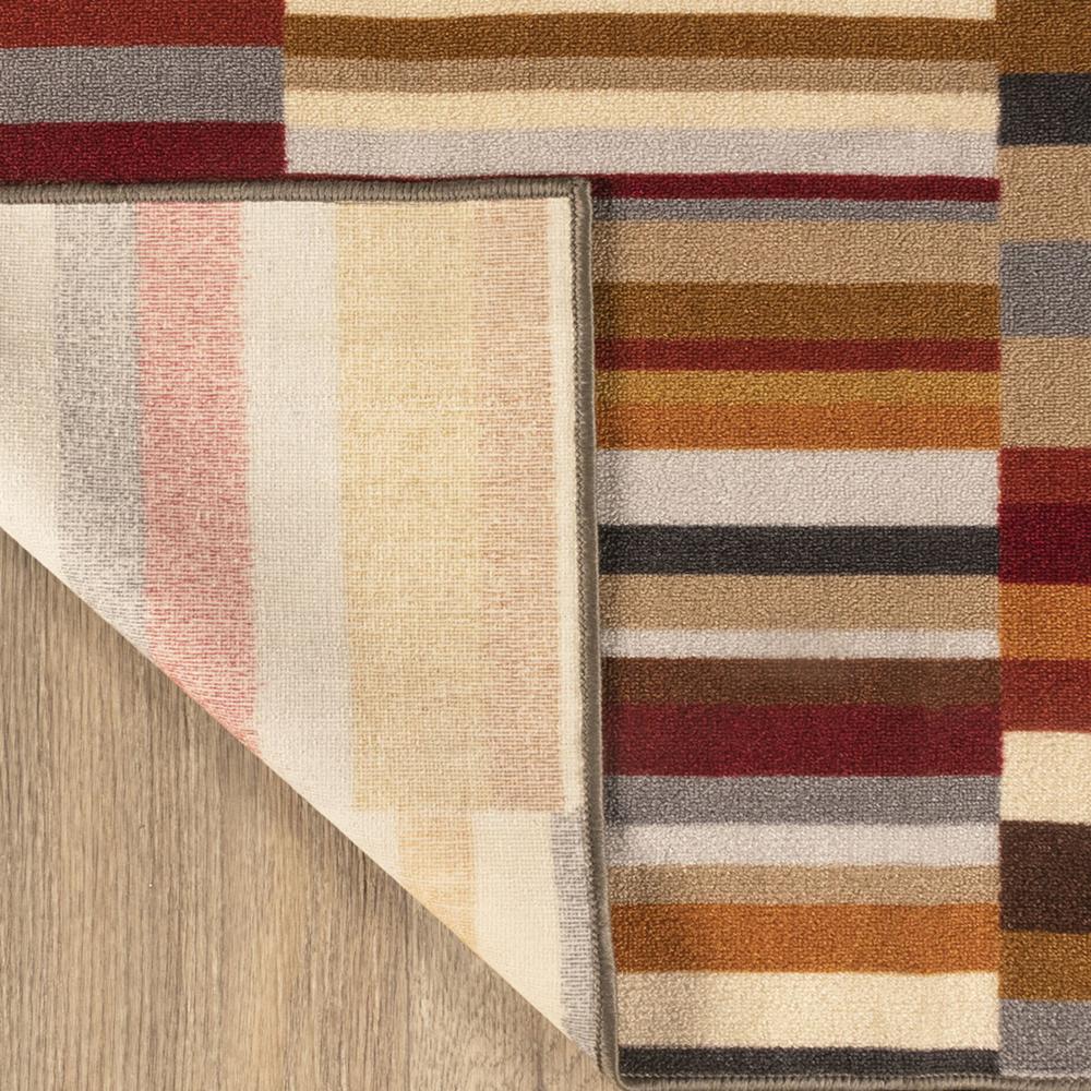 5' X 8' Taupe Striped Stain Resistant Non Skid Indoor Outdoor Area Rug. Picture 4