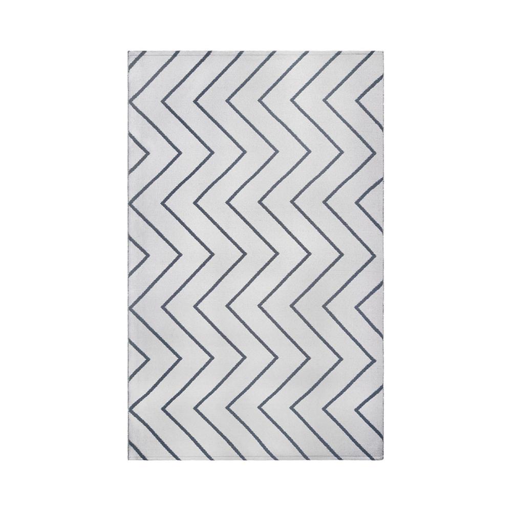 3' X 5' Ivory Waves Stain Resistant Indoor Outdoor Area Rug. Picture 1