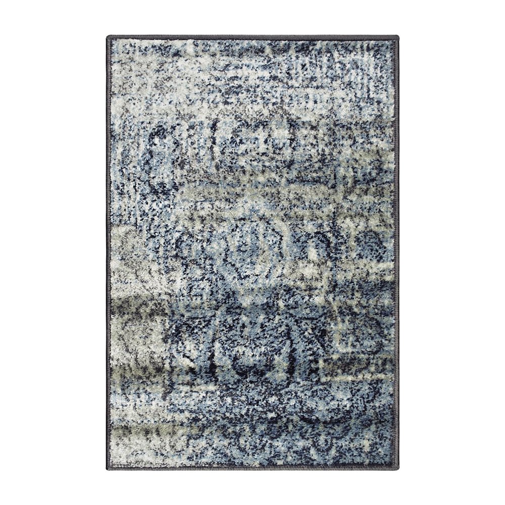 2' X 3' Taupe Abstract Power Loom Distressed Stain Resistant Area Rug. Picture 1