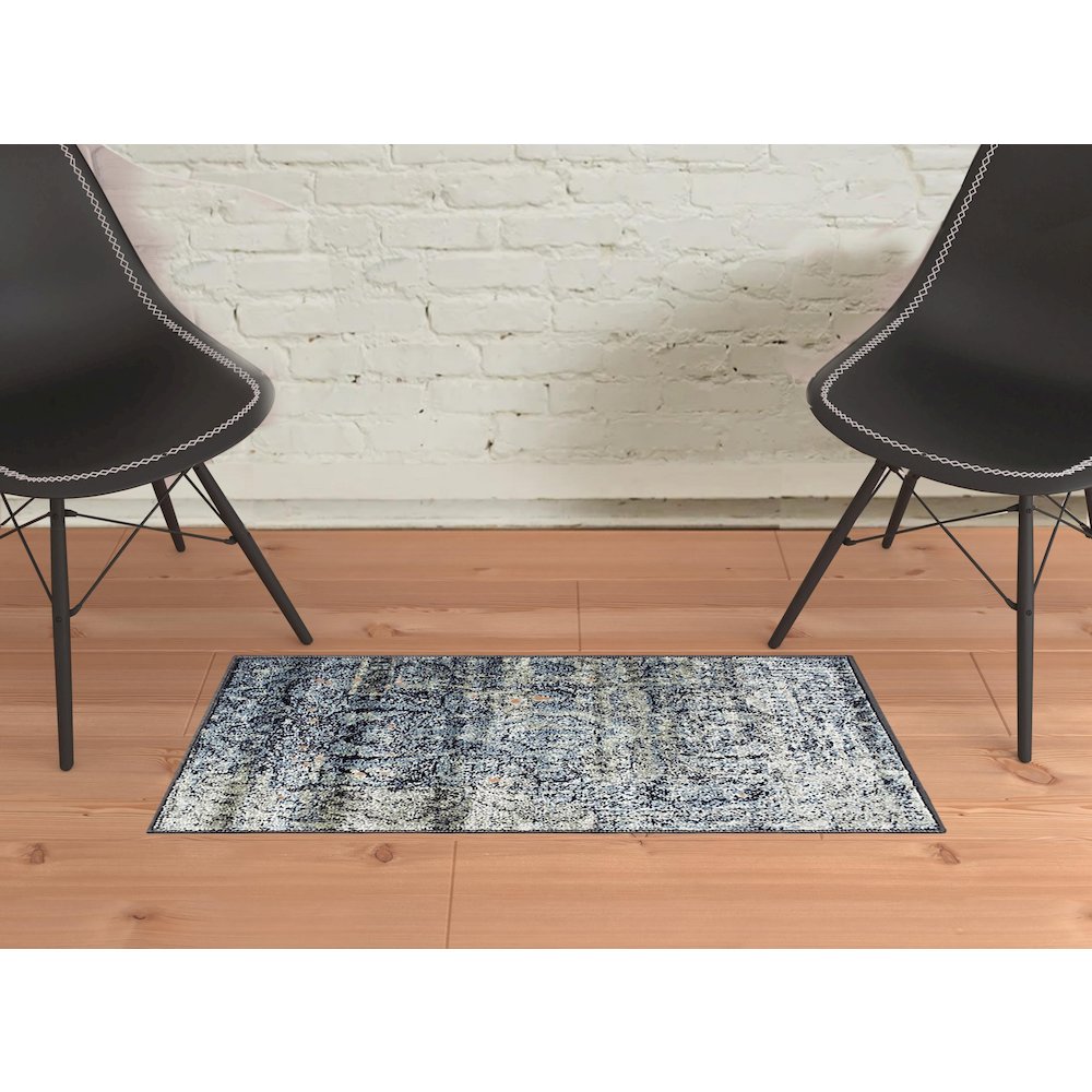 2' X 3' Taupe Abstract Power Loom Distressed Stain Resistant Area Rug. Picture 2