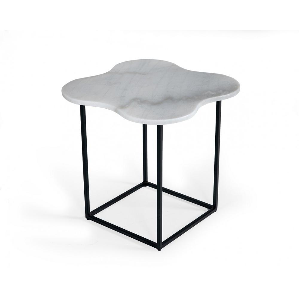 15" Black And White Marble Free Form End Table. Picture 2