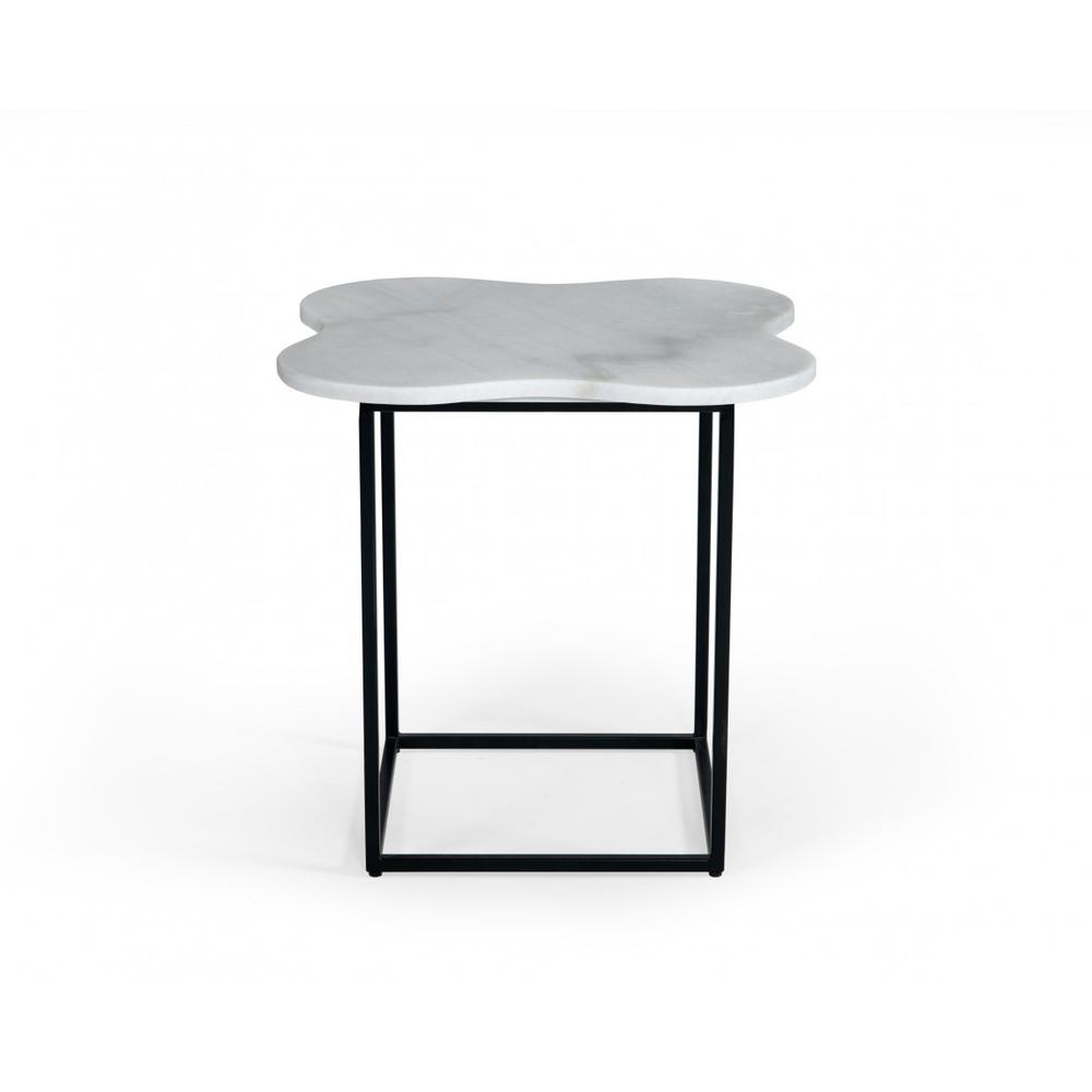 15" Black And White Marble Free Form End Table. Picture 1