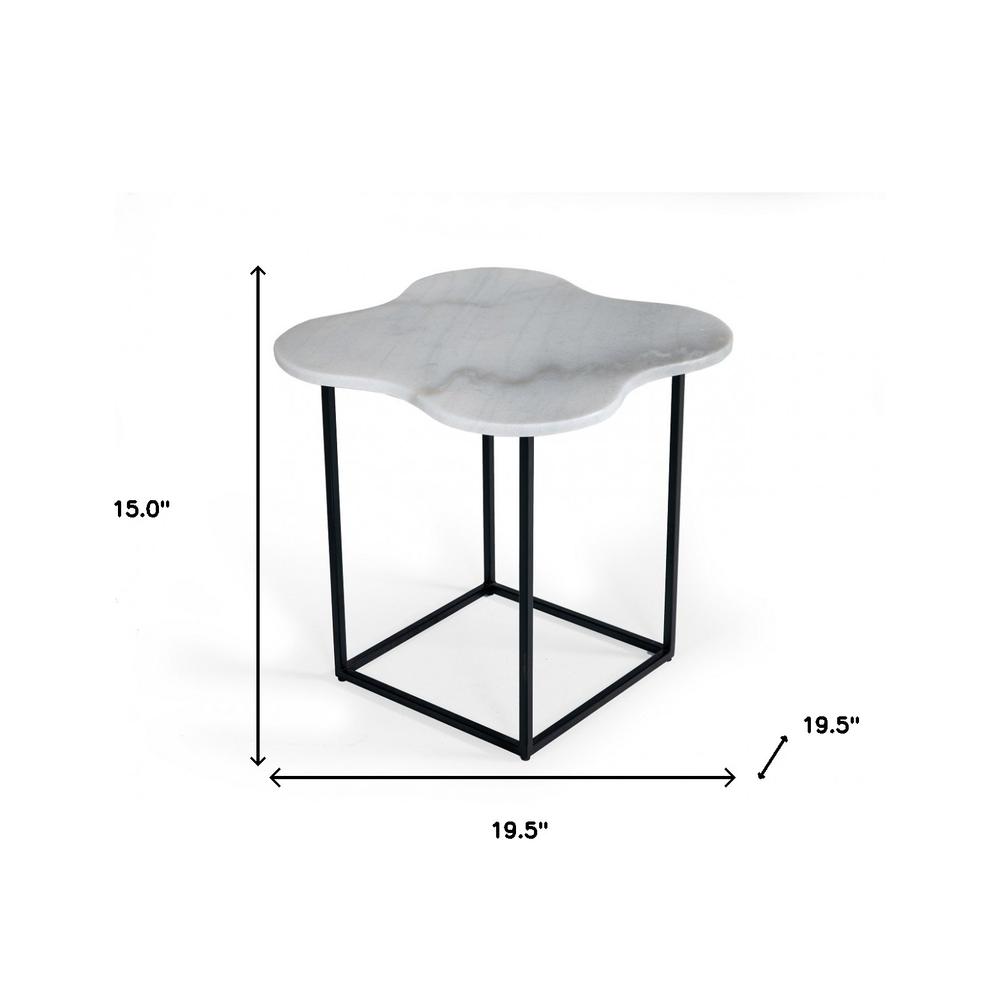15" Black And White Marble Free Form End Table. Picture 5