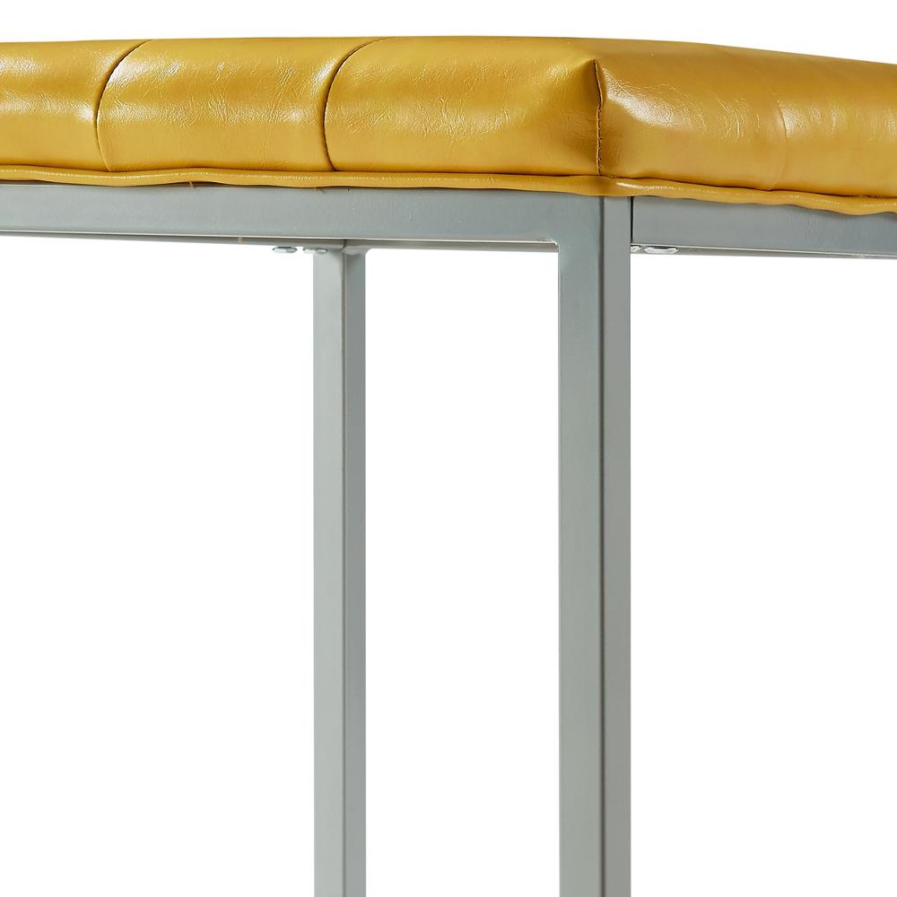 18" Yellow Faux Leather And Gray Cube Ottoman. Picture 5