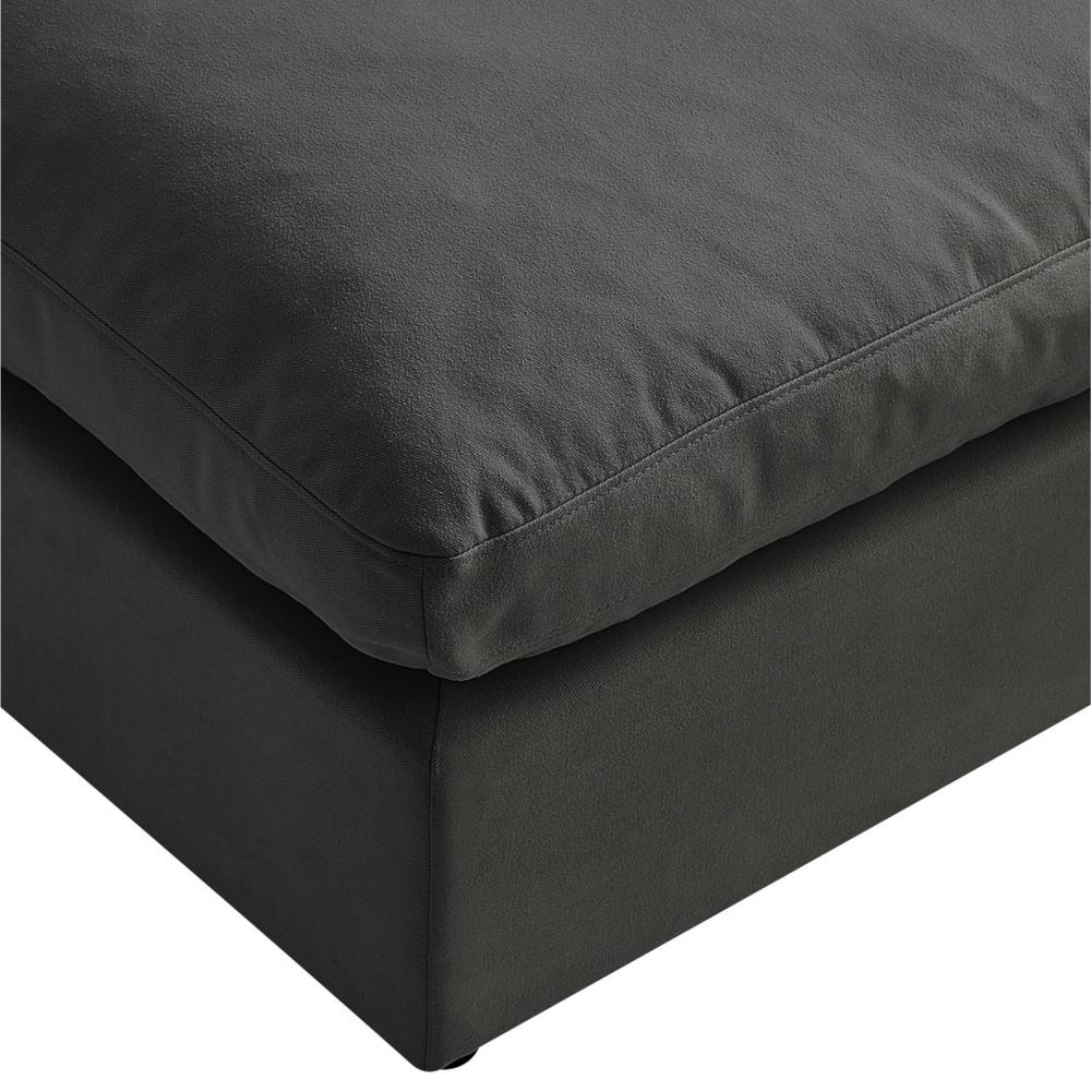 36" Charcoal Linen And Black Ottoman. Picture 4