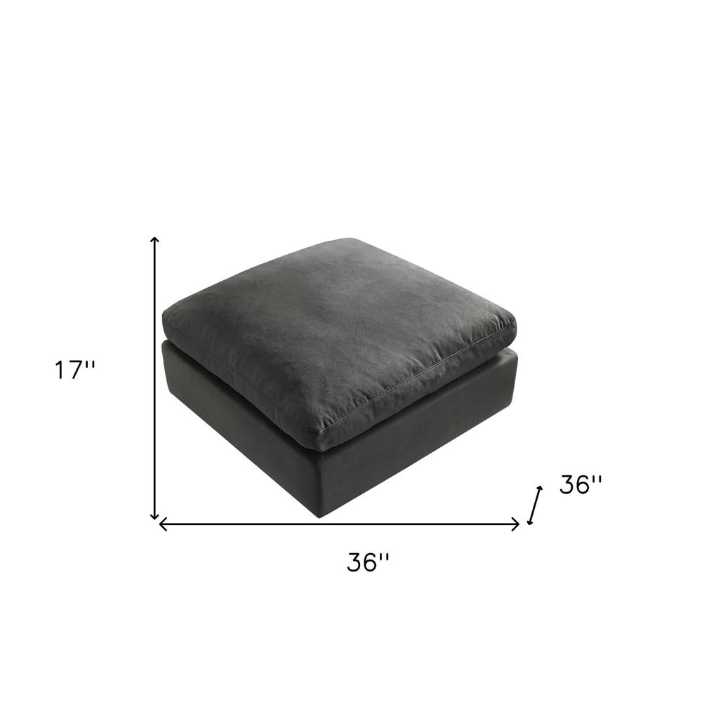 36" Charcoal Linen And Black Ottoman. Picture 7