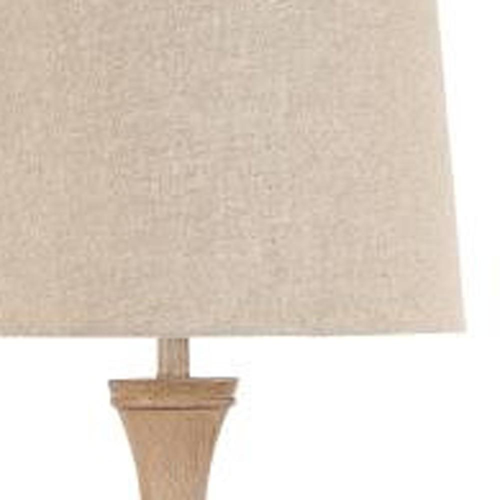 63" Distressed Brown Polyresin Curvy Body Floor Lamp With Beige Shade. Picture 3