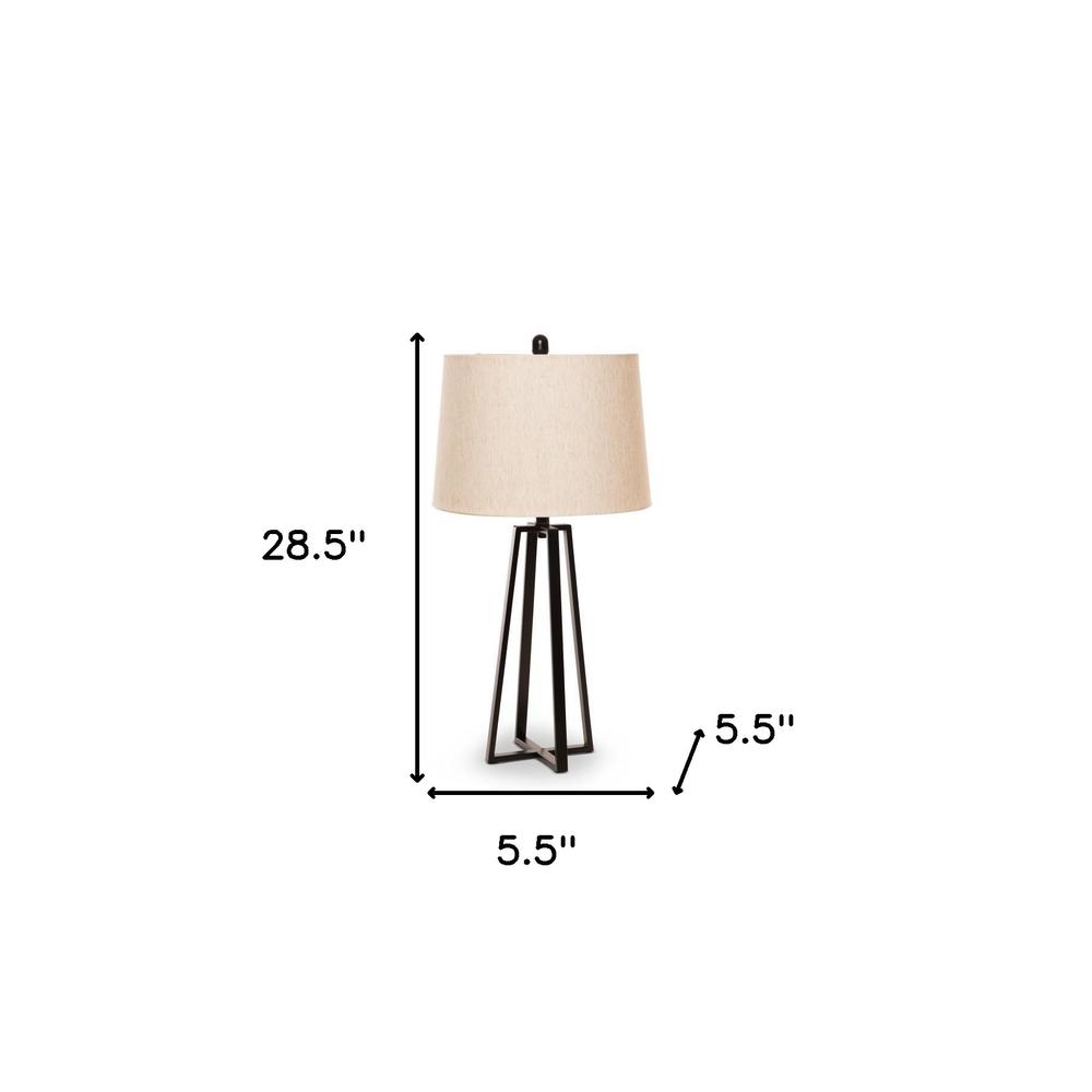 Set Of Two 29" Black Acrylic Table Lamps With Beige Empire Shade. Picture 5
