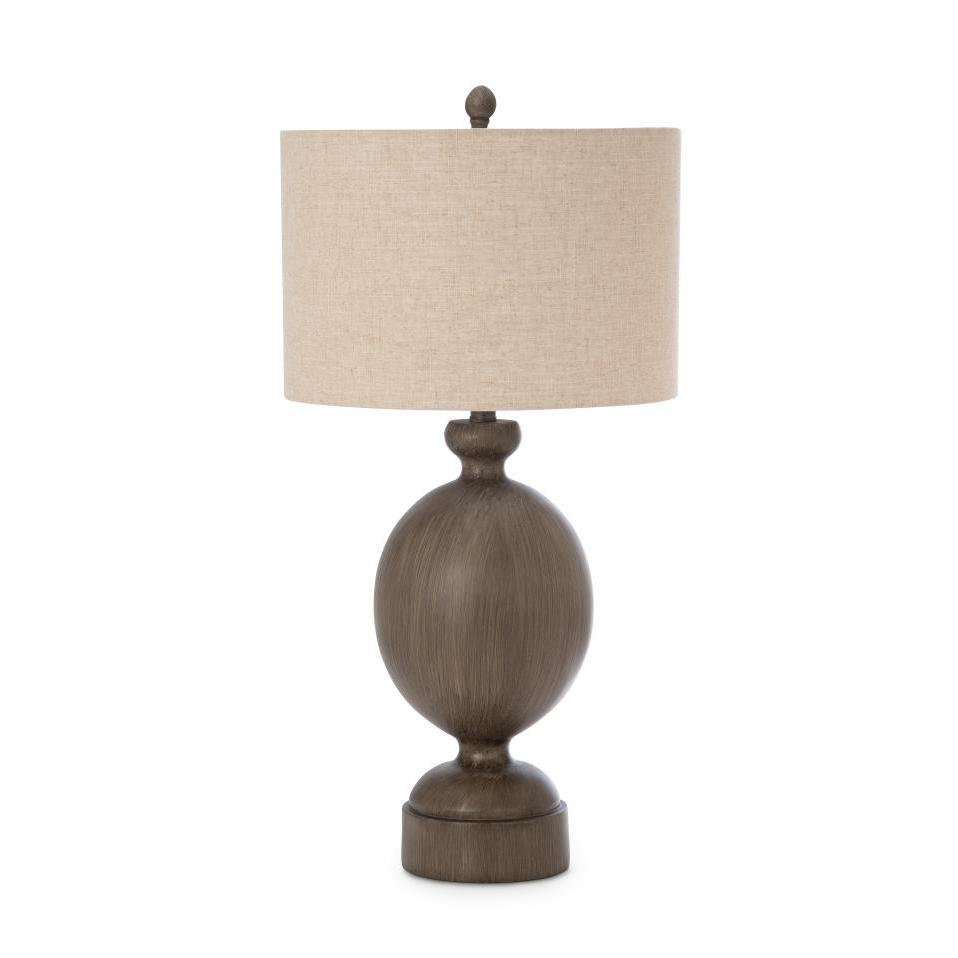 30" Brown Table Lamp With Beige Drum Shade. Picture 1