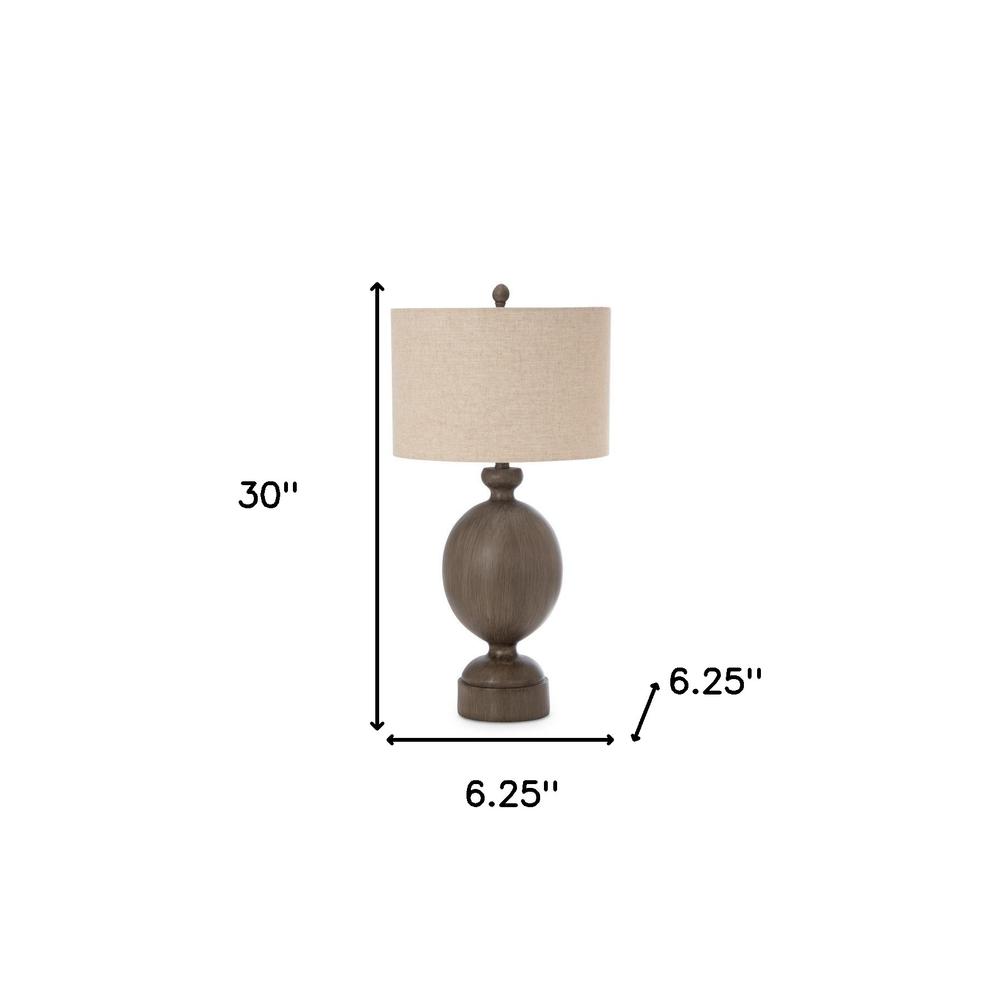 30" Brown Table Lamp With Beige Drum Shade. Picture 6