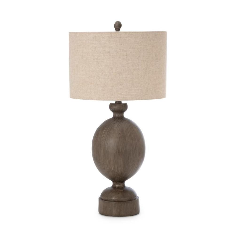 30" Brown Table Lamp With Beige Drum Shade. Picture 3