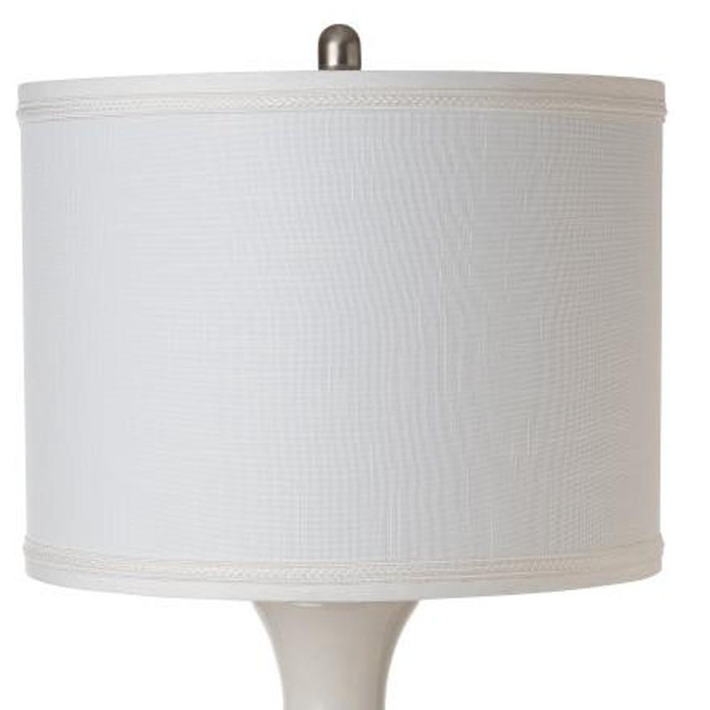 Set Of Two 34" Off White Ceramic Table Lamps With White Drum Shade. Picture 4