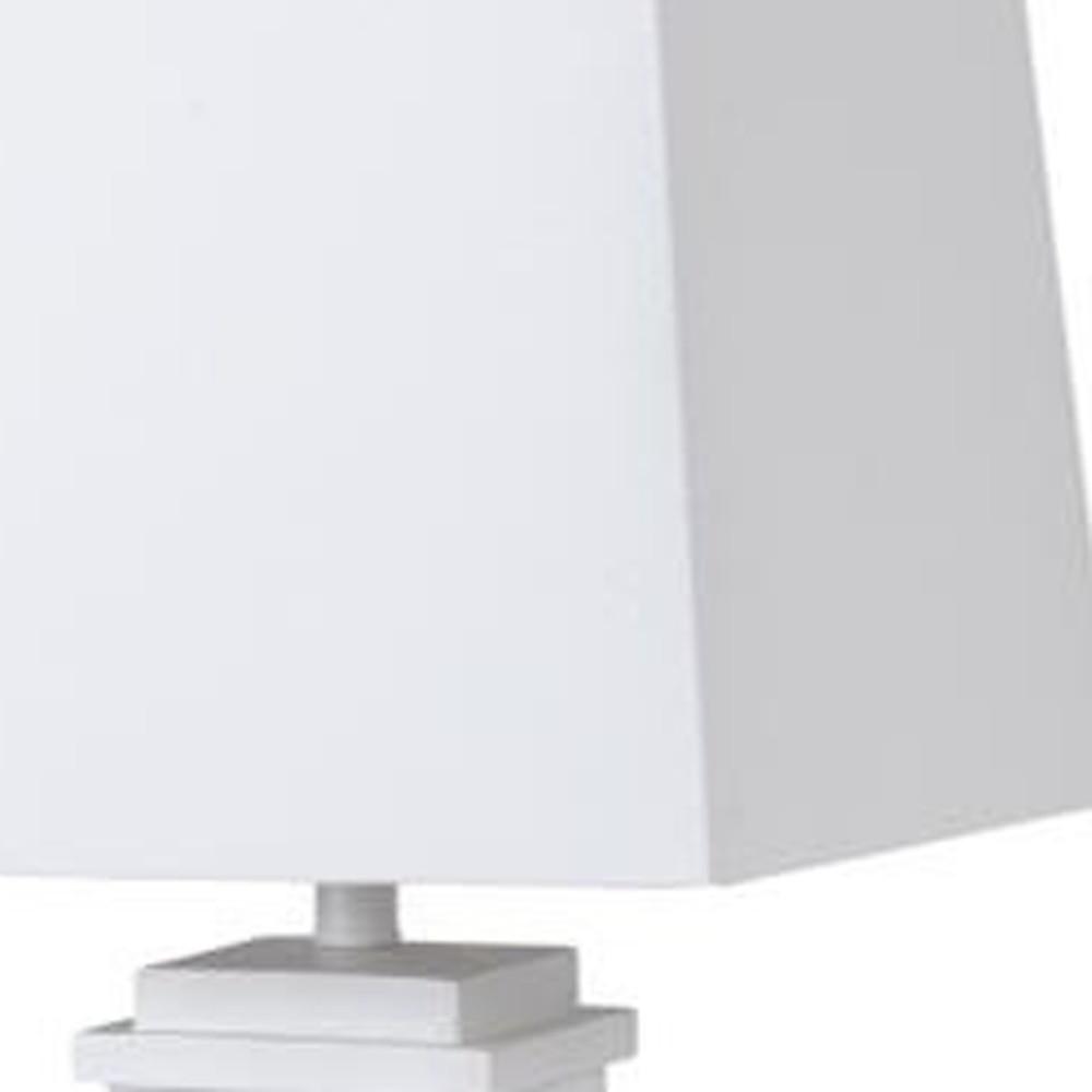 Set Of Two 32" White Seahorse Shutter USB Table Lamps With White Square Shades. Picture 3