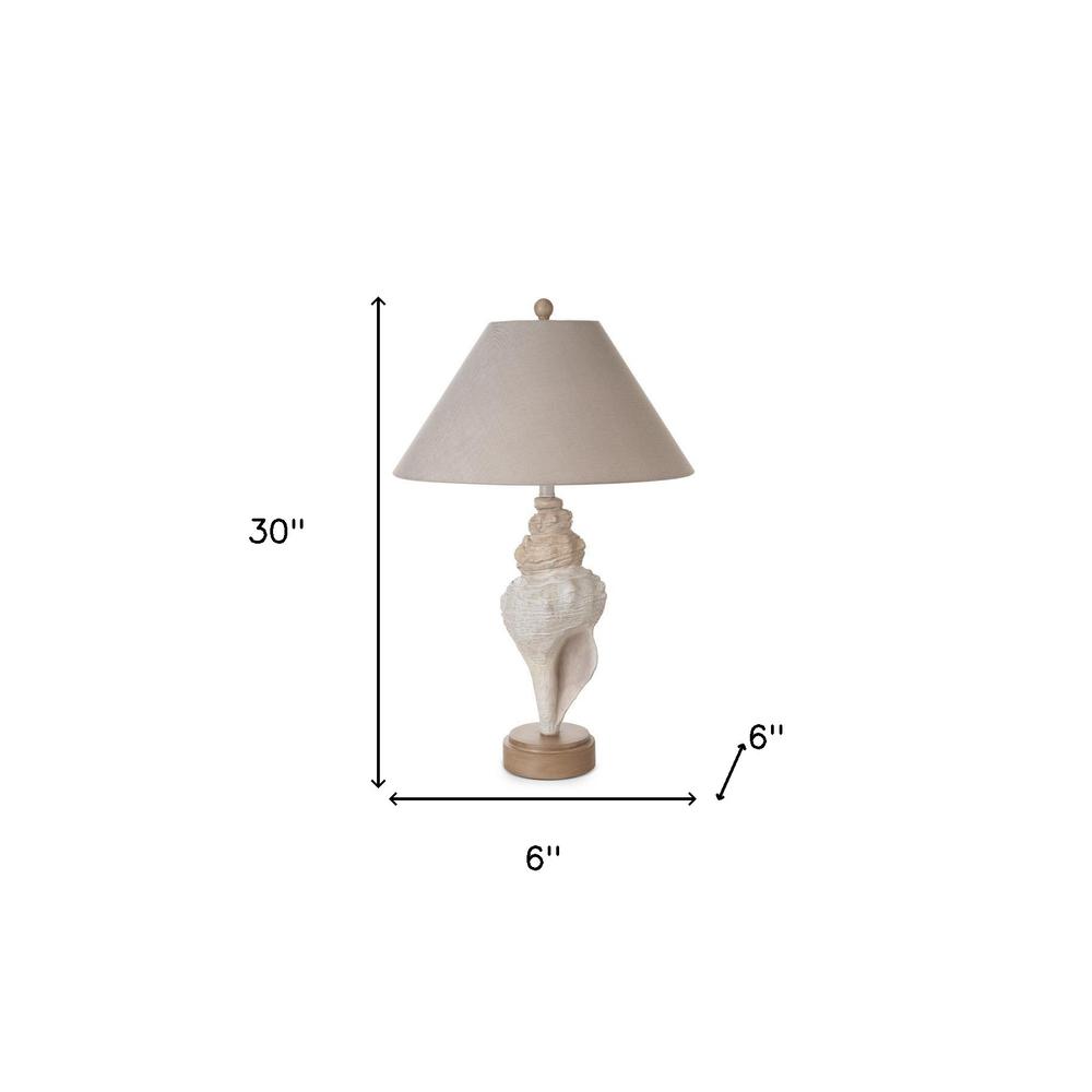 Set Of Two 30" Brown White And Grey Table Lamps With Tan Empire Shade. Picture 4