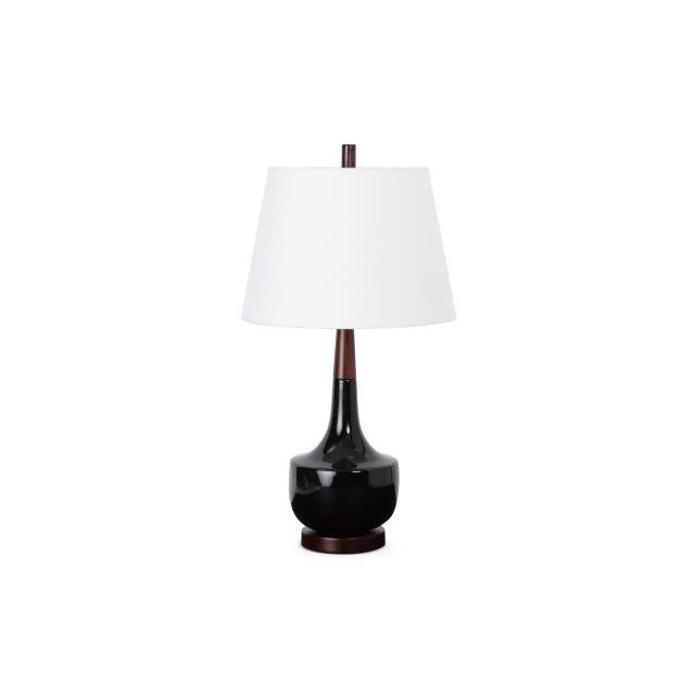 28" Black Ceramic Genie Table Lamp With White Shade. Picture 1