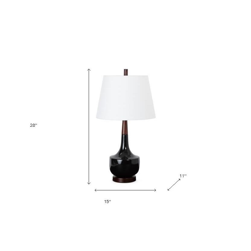 28" Black Ceramic Genie Table Lamp With White Shade. Picture 5