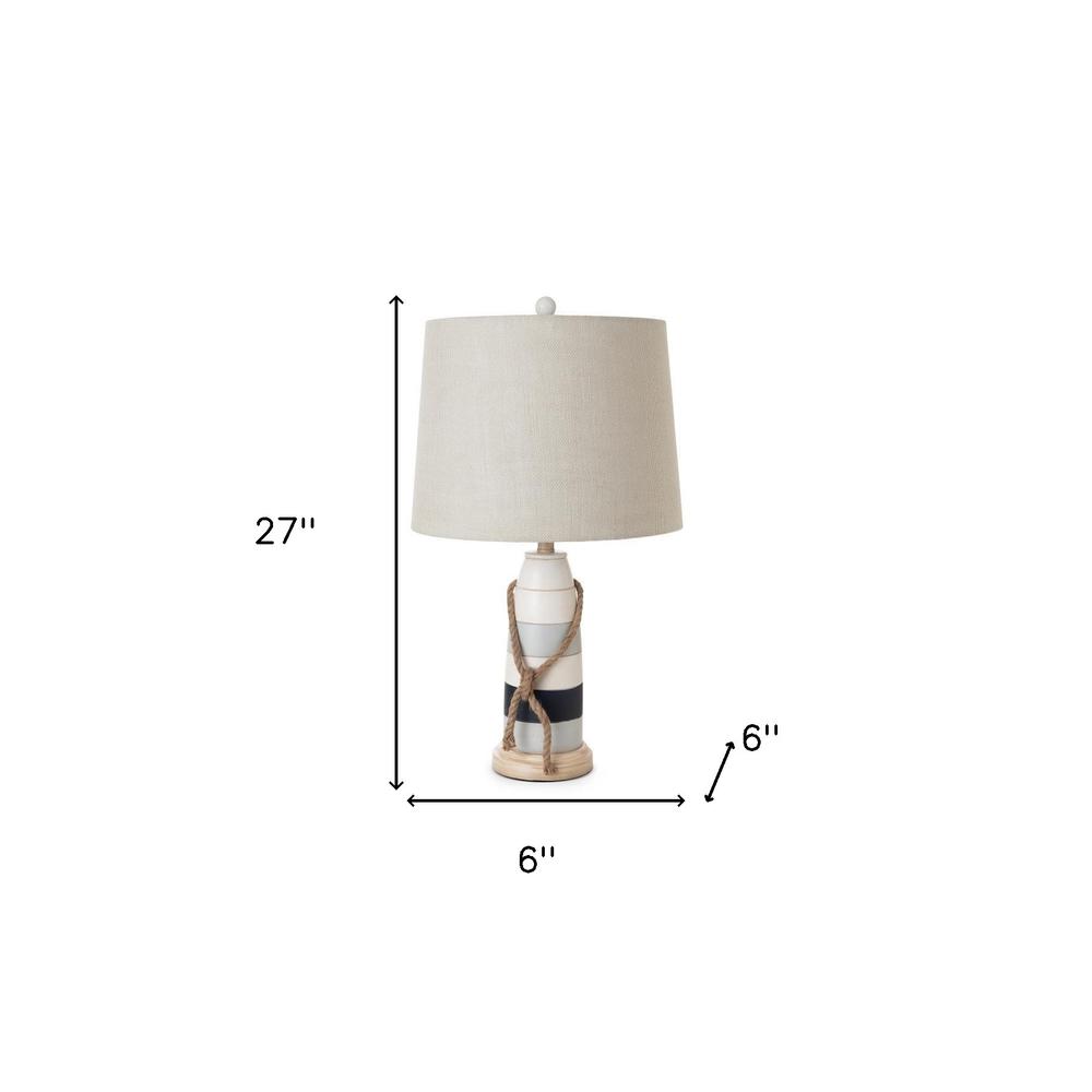 Set Of Two 27" Off White And Brown Table Lamps With Grey Empire Shade. Picture 5