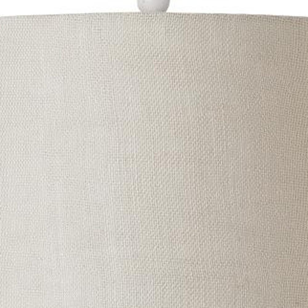 Set Of Two 27" Off White And Brown Table Lamps With Grey Empire Shade. Picture 3