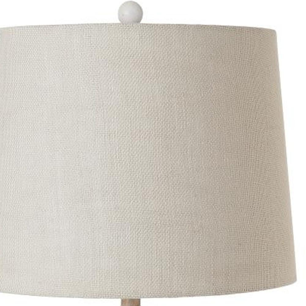 Set Of Two 27" Off White And Brown Table Lamps With Grey Empire Shade. Picture 4
