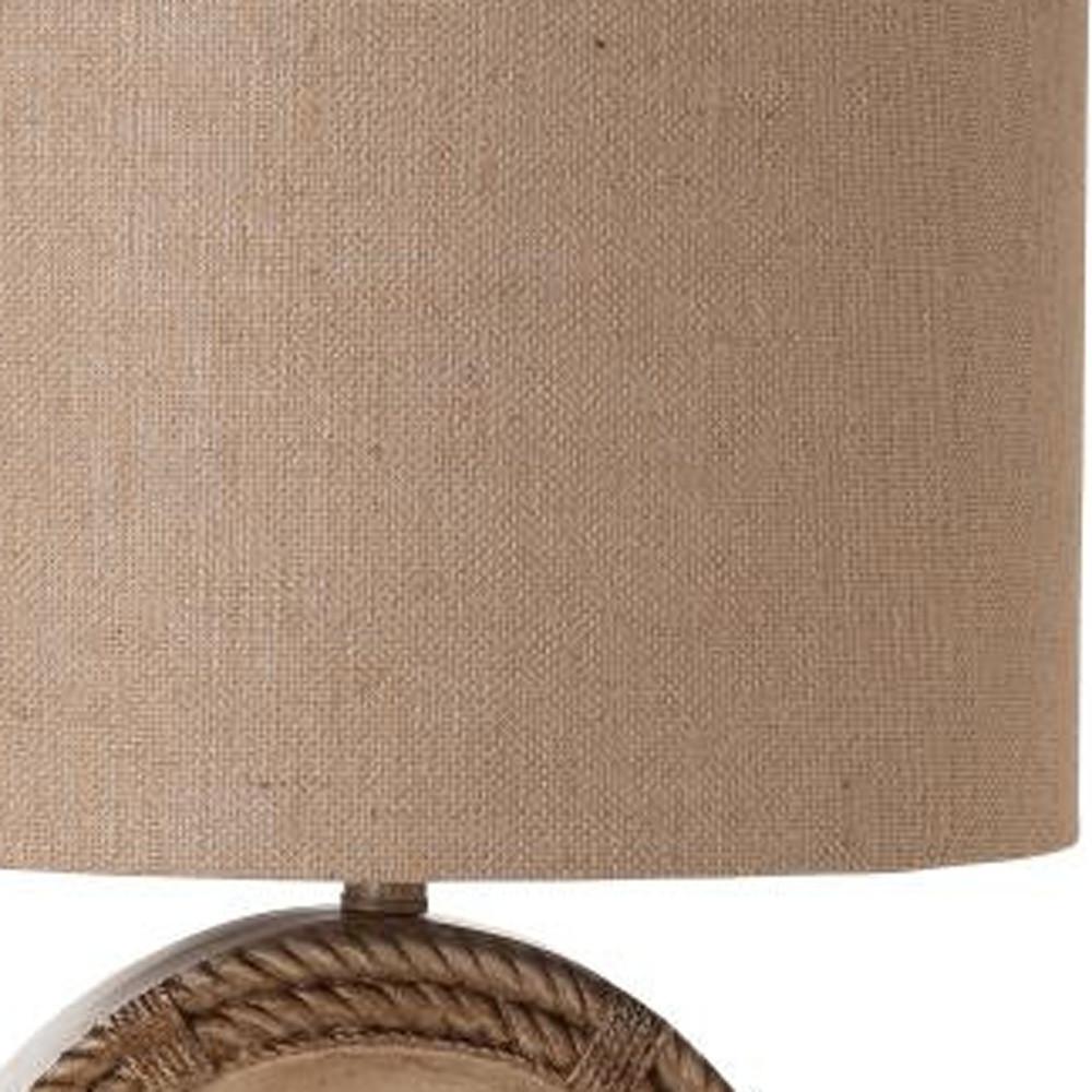 31" Brown Table Lamp With Tan Drum Shade. Picture 2