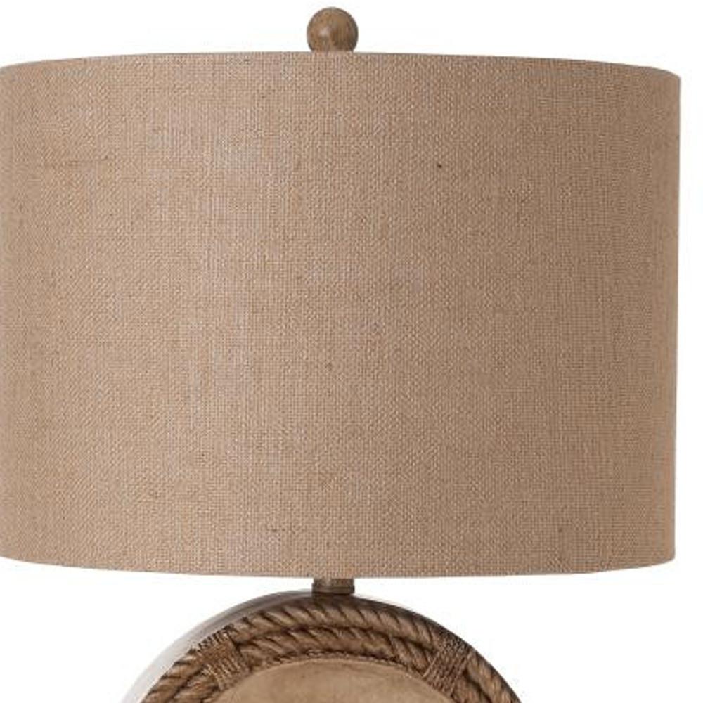 31" Brown Table Lamp With Tan Drum Shade. Picture 3