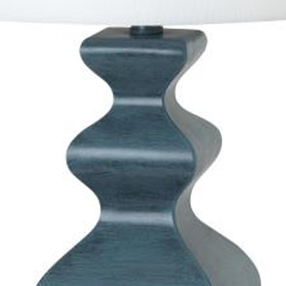 Set Of Two 31" Distressed Teal Table Lamps With White Drum Shade. Picture 3