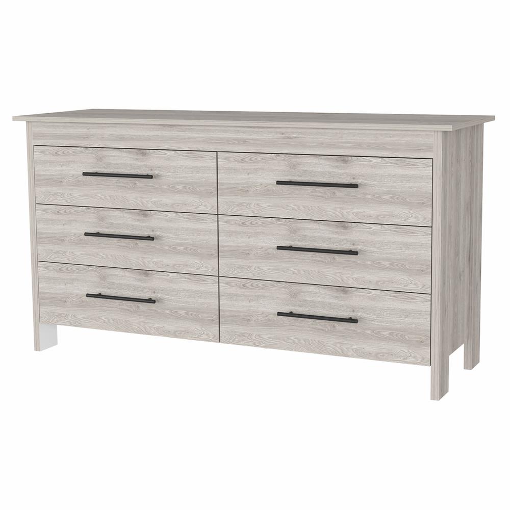 32" Light Gray Manufactured Wood Six Drawer Double Dresser. Picture 1